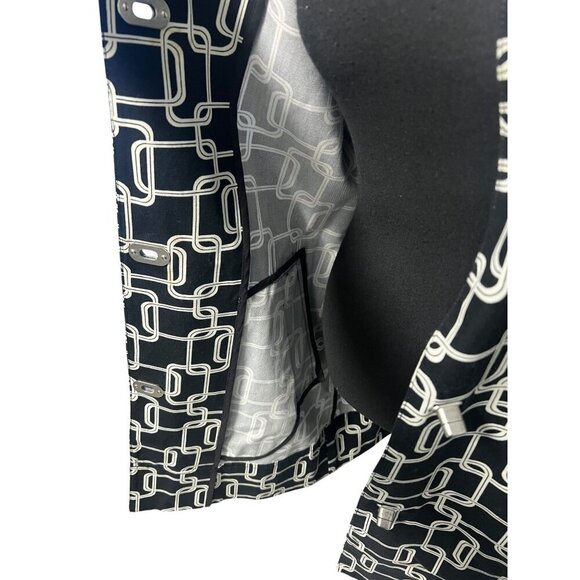 George Long Jacket Womens Small Black & White Chain Print Button-Up Fall outdoor - Picture 6 of 7